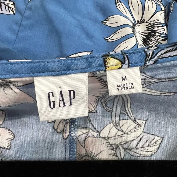 Gap Blue Pink Floral‎ V Neck Button Up Blouse - Picture 7 of 8